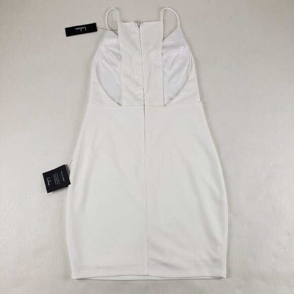 Lulus V Neck Bodycon Mini Dress White Womens Medium Came Here to Party Cocktail - Picture 11 of 16
